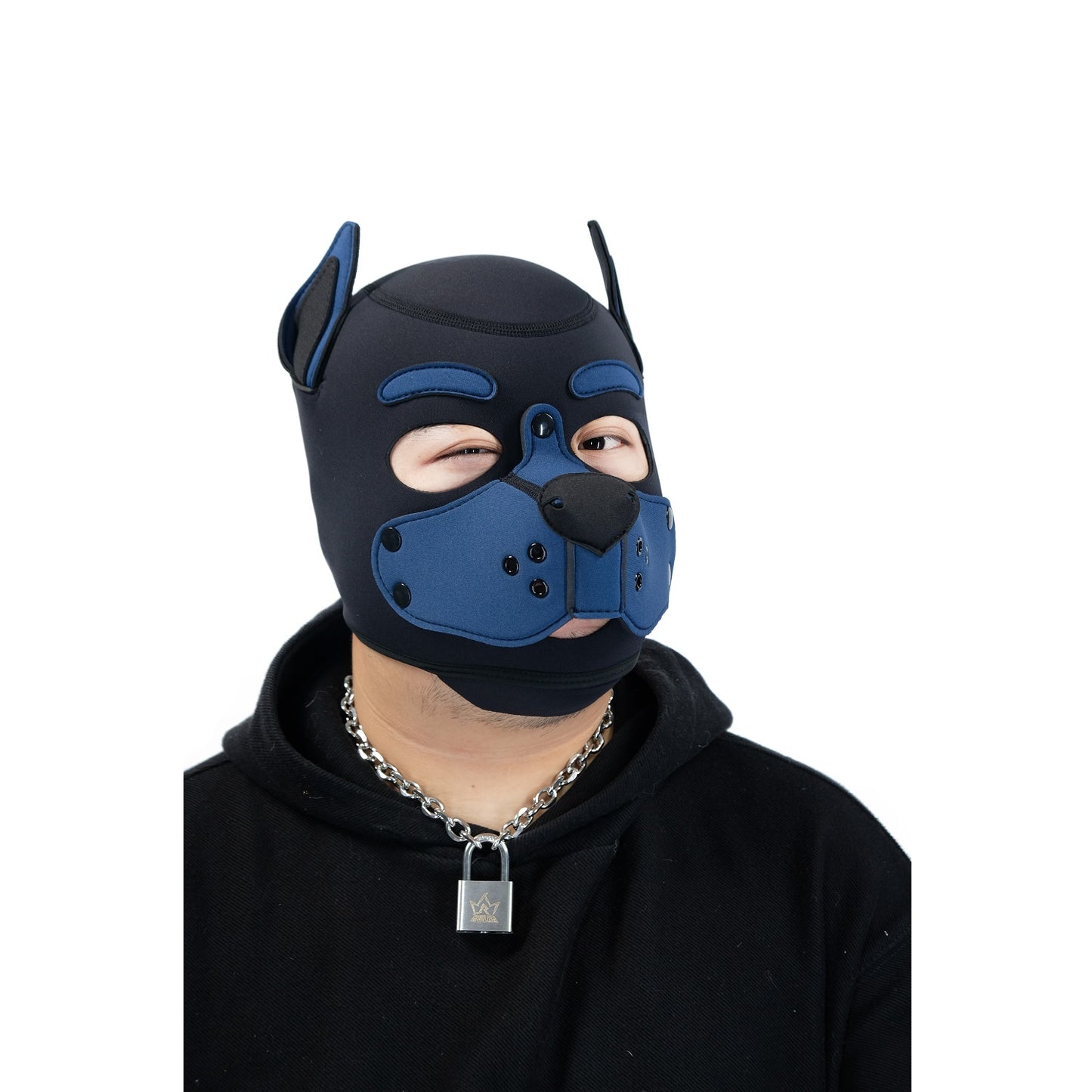 Neoprene Puppy Face Muzzle Dog Removable Full Head Hood Mask With Ears Cosplay Prop
