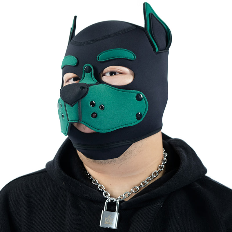 Neoprene Puppy Face Muzzle Dog Removable Full Head Hood Mask With Ears Cosplay Prop