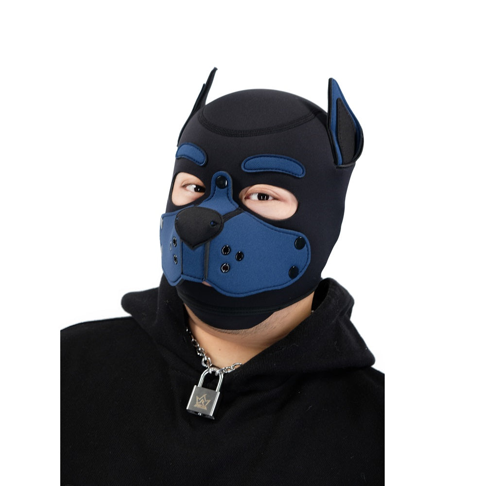 Neoprene Puppy Face Muzzle Dog Removable Full Head Hood Mask With Ears Cosplay Prop