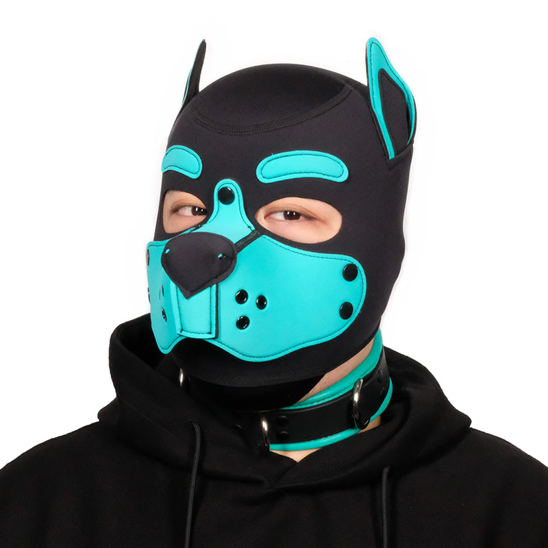 Neoprene Puppy Face Muzzle Dog Removable Full Head Hood Mask With Ears Cosplay Prop