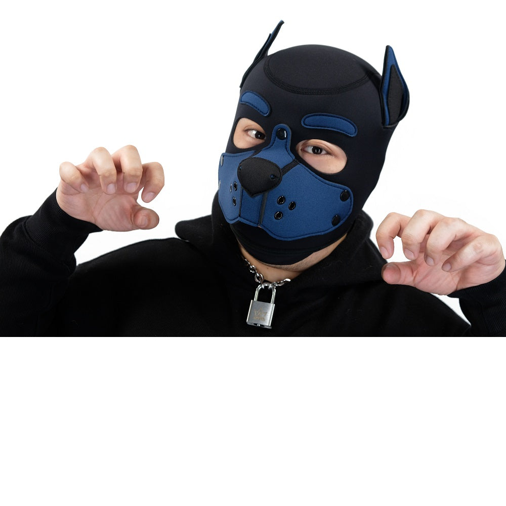 Neoprene Puppy Face Muzzle Dog Removable Full Head Hood Mask With Ears Cosplay Prop