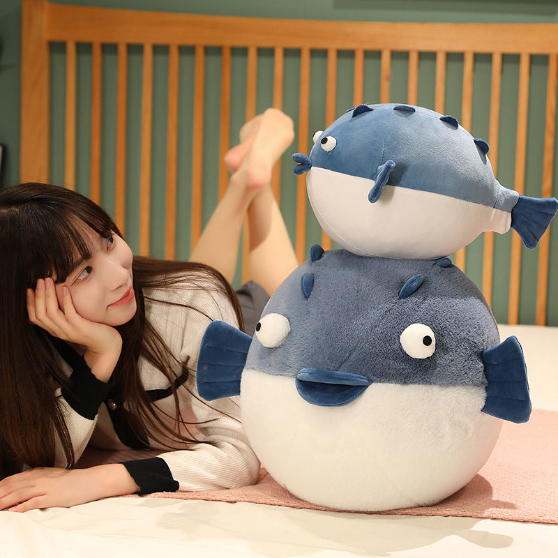 Cute Crocodile Plush Puffer Fish Plushies Toy Soft Stuffed Gift Dolls for Kids Boys Girls